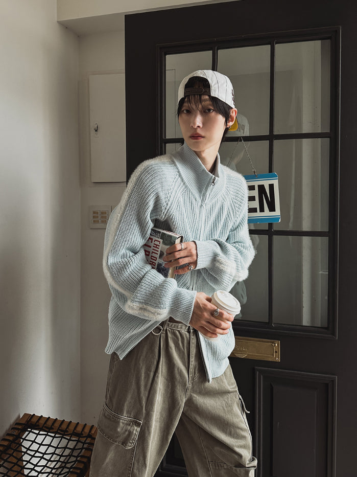 【Metanoia】韓國設計 高領拉鍊針織外套 - 3