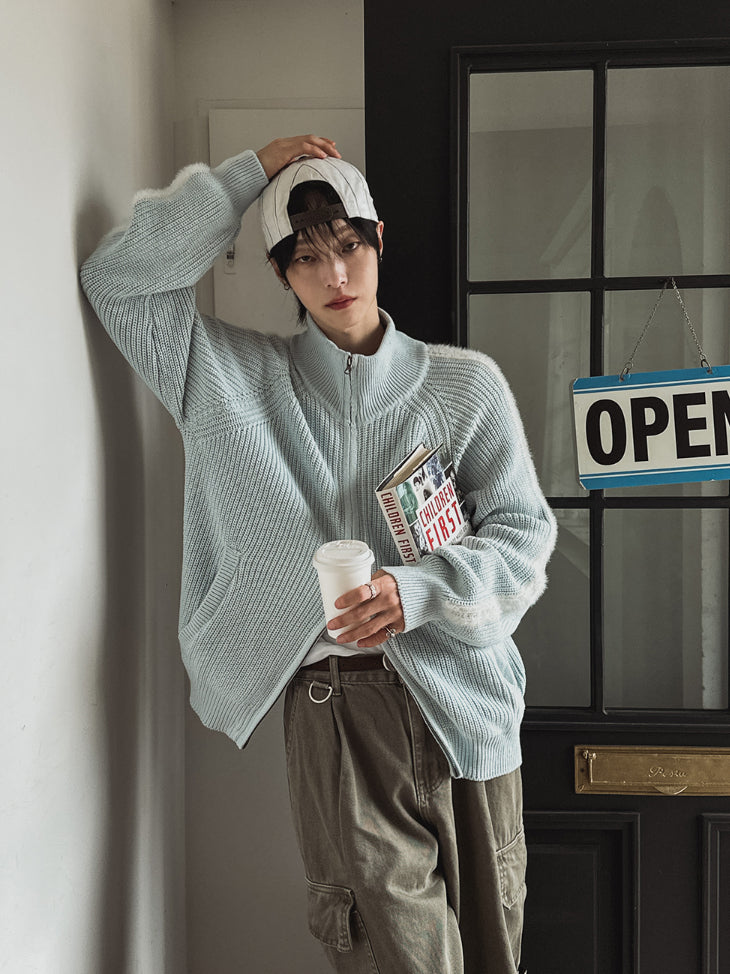 【Metanoia】韓國設計 高領拉鍊針織外套 - 1