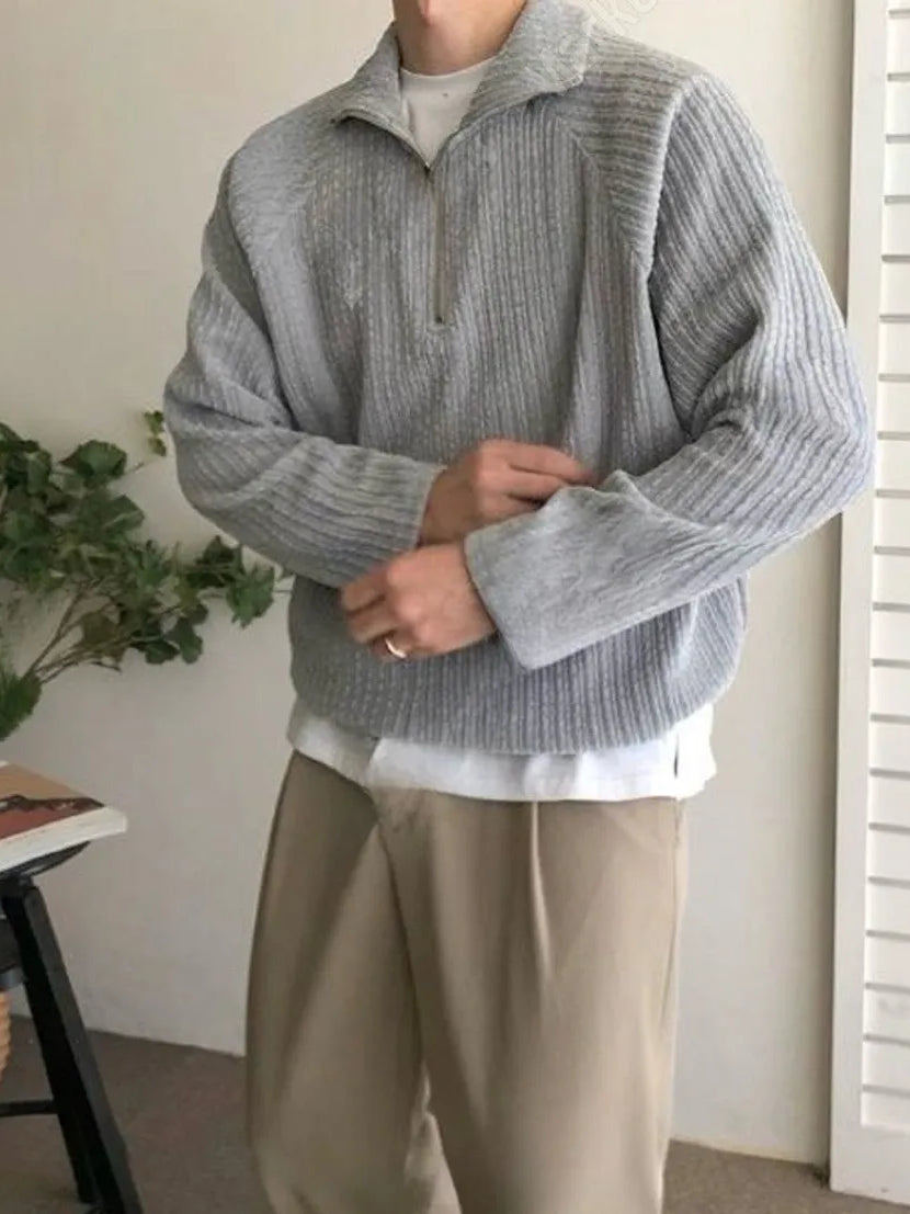 【Metanoia】🇰🇷韓製 螺紋半拉練長袖上衣 - 1