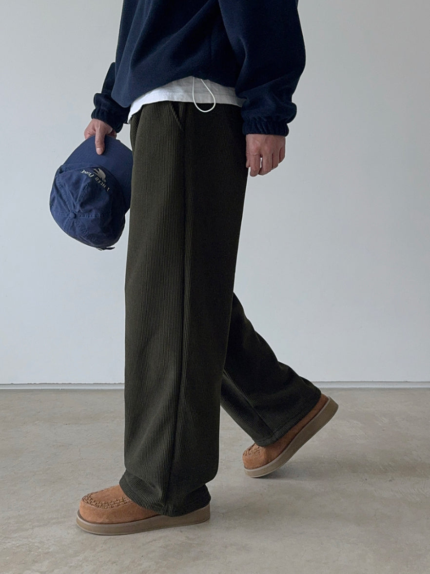 【Metanoia】韓國設計 燈芯絨抓絨落地褲 - 1