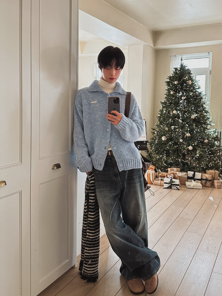 【Metanoia】韓國設計 9%羊毛開衫翻領針織外套 - 4