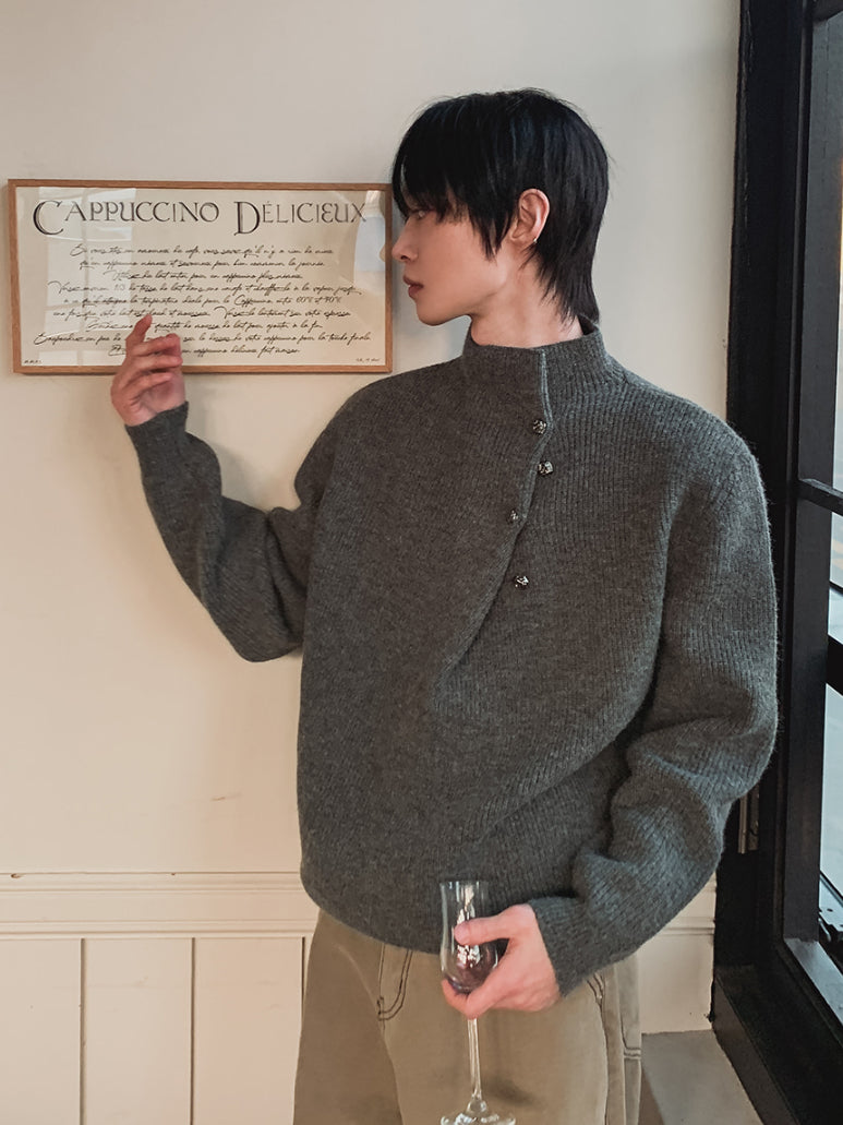 【Metanoia】🇰🇷韓製 設計款高領鈕扣針織衣 - 5