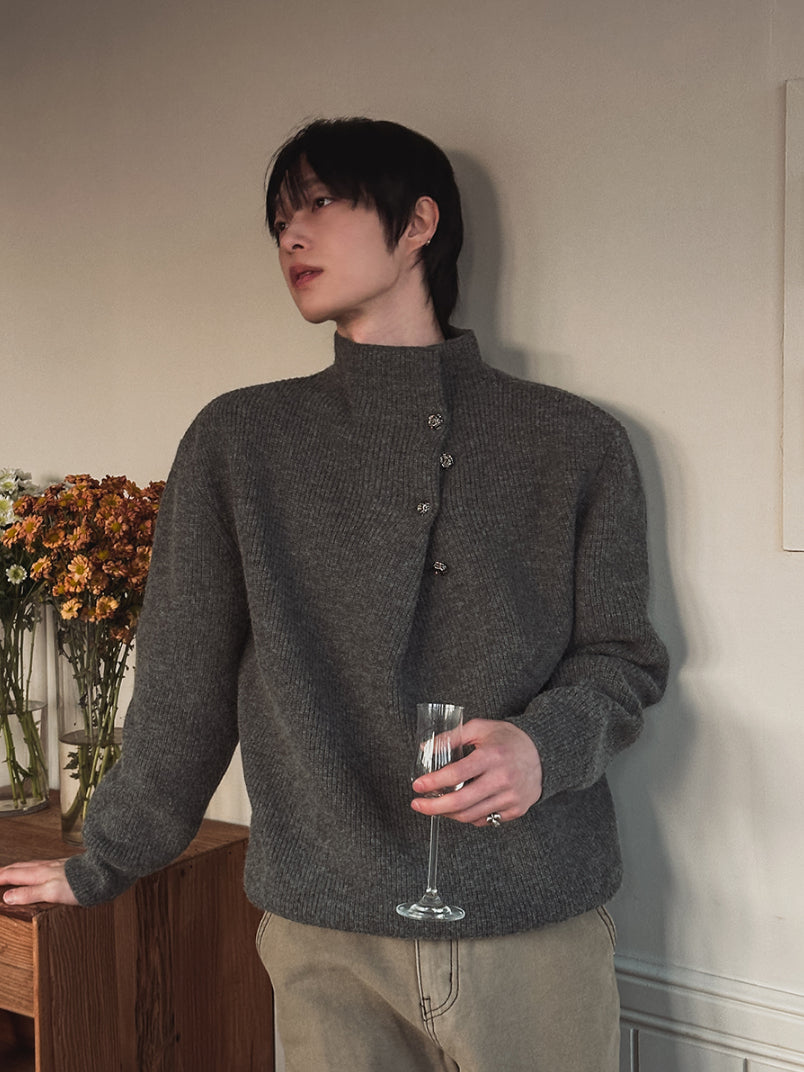 【Metanoia】🇰🇷韓製 設計款高領鈕扣針織衣 - 3