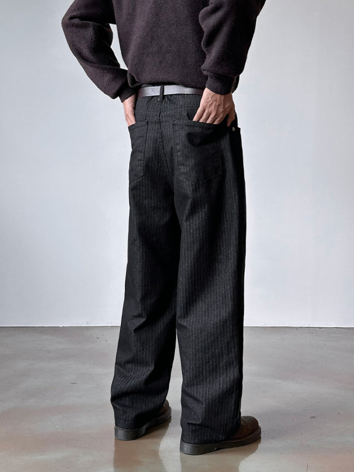【Metanoia】🇰🇷韓製 條紋落地牛仔褲 - 2