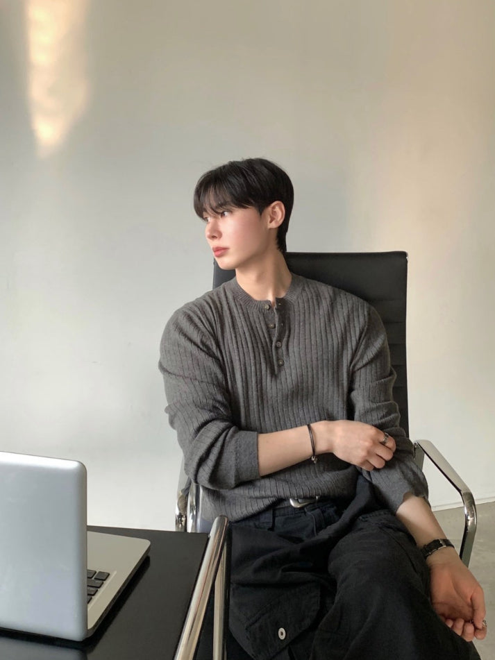 【Metanoia】韓國設計 亨利領麻花針織衣 - 1