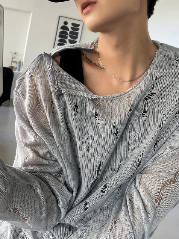 【Metanoia】🇰🇷韓製 破洞長袖上衣 - 3