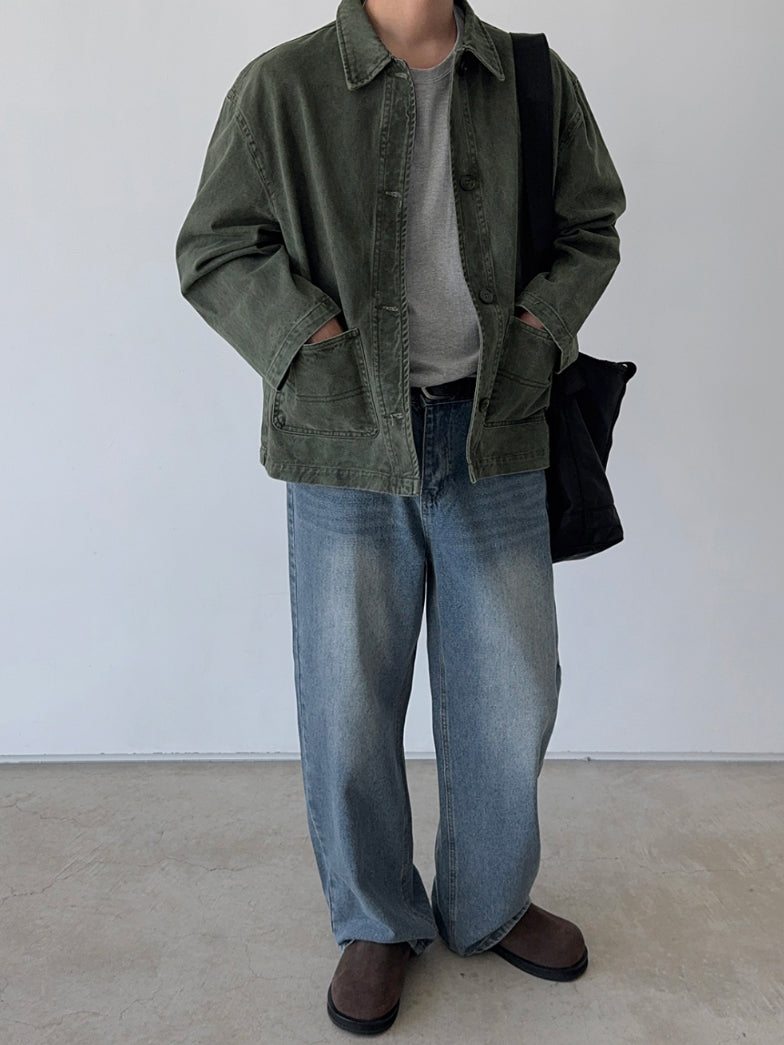 【Metanoia】韓國設計 水洗短版翻領外套 - 7