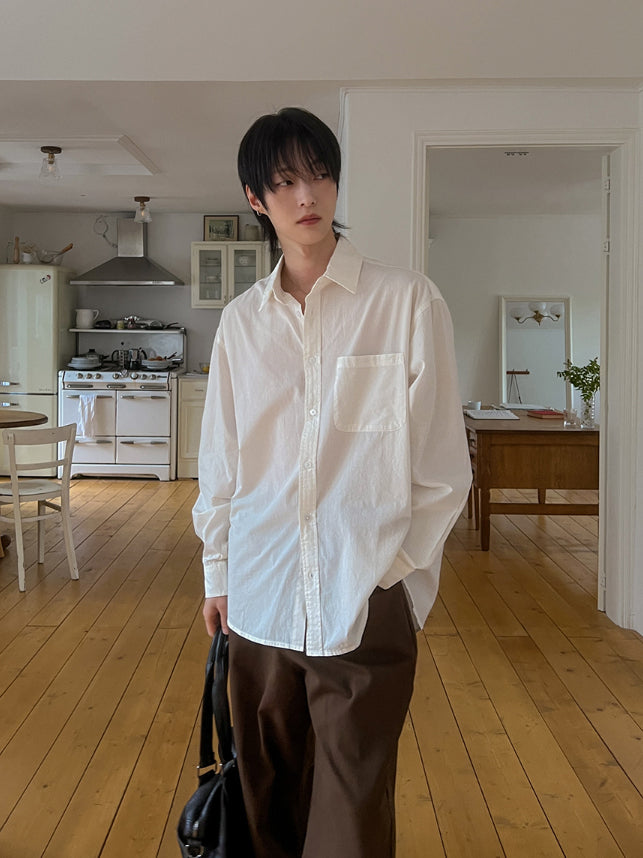 【Metanoia】韓國設計 素色長袖襯衫 - 10