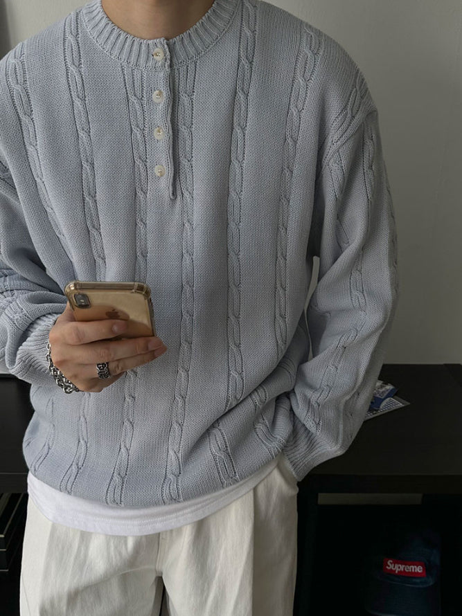 【Metanoia】🇰🇷韓製 亨利領麻花針織衣 - 2