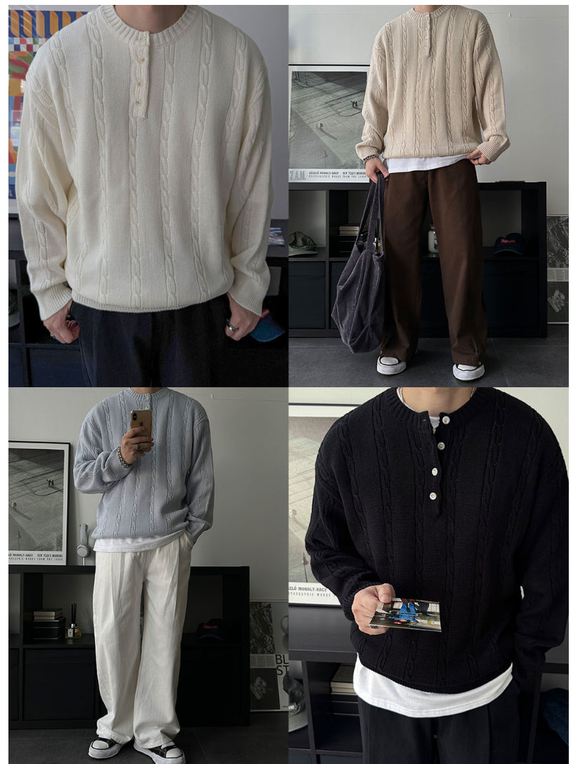 【Metanoia】🇰🇷韓製 亨利領麻花針織衣 - 9