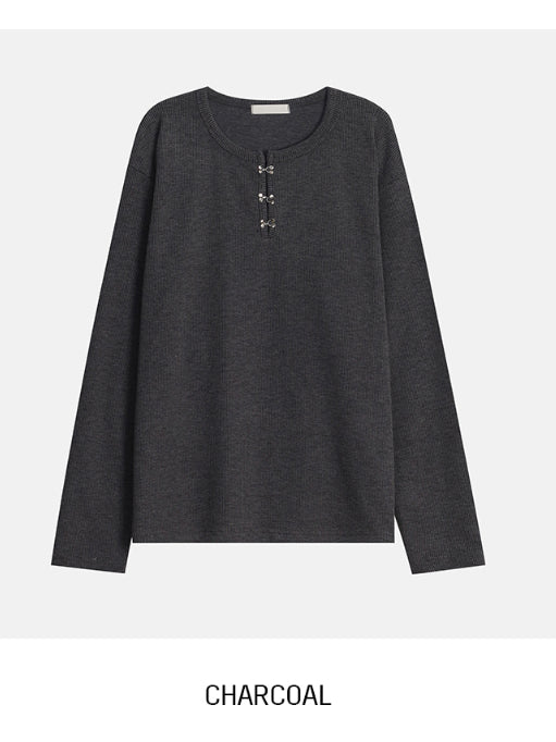 【Metanoia】🇰🇷韓製 鉤扣長袖T恤上衣 - 8