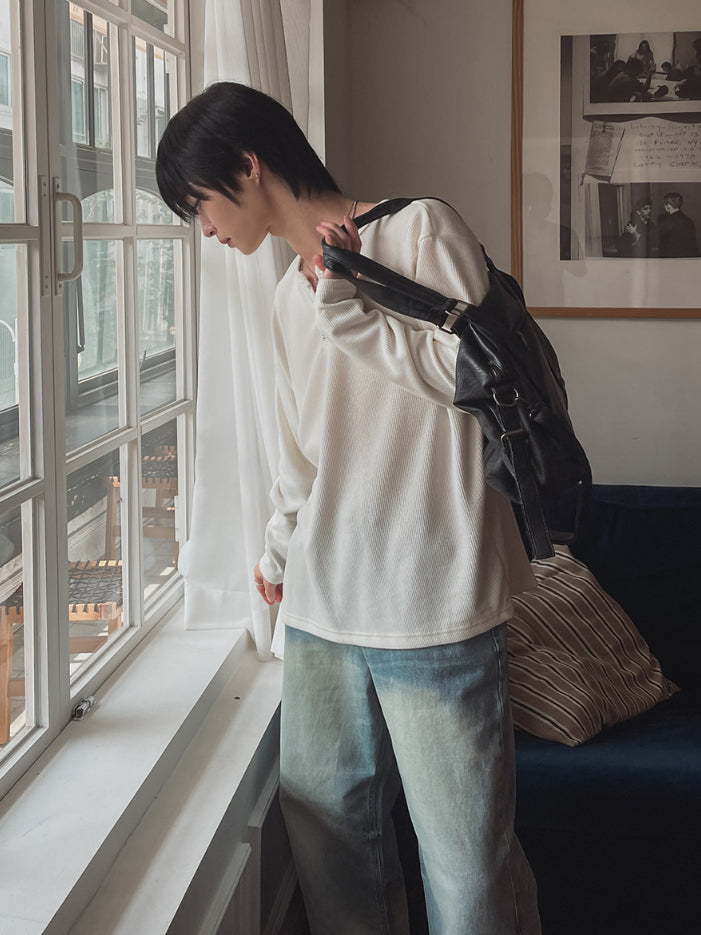 【Metanoia】🇰🇷韓製 鉤扣長袖T恤上衣 - 3