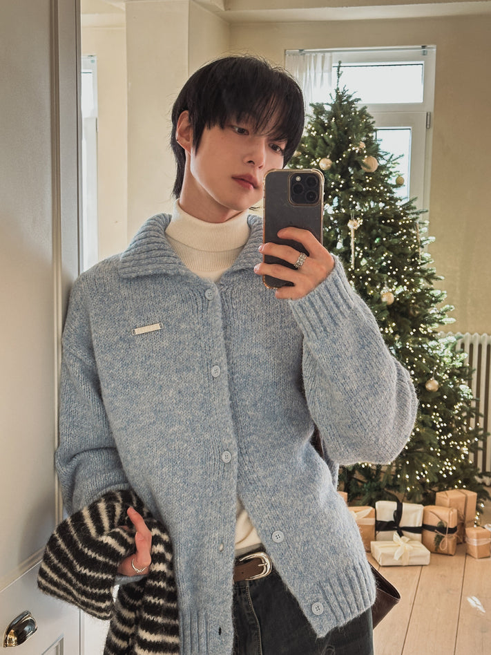 【Metanoia】韓國設計 9%羊毛開衫翻領針織外套 - 5