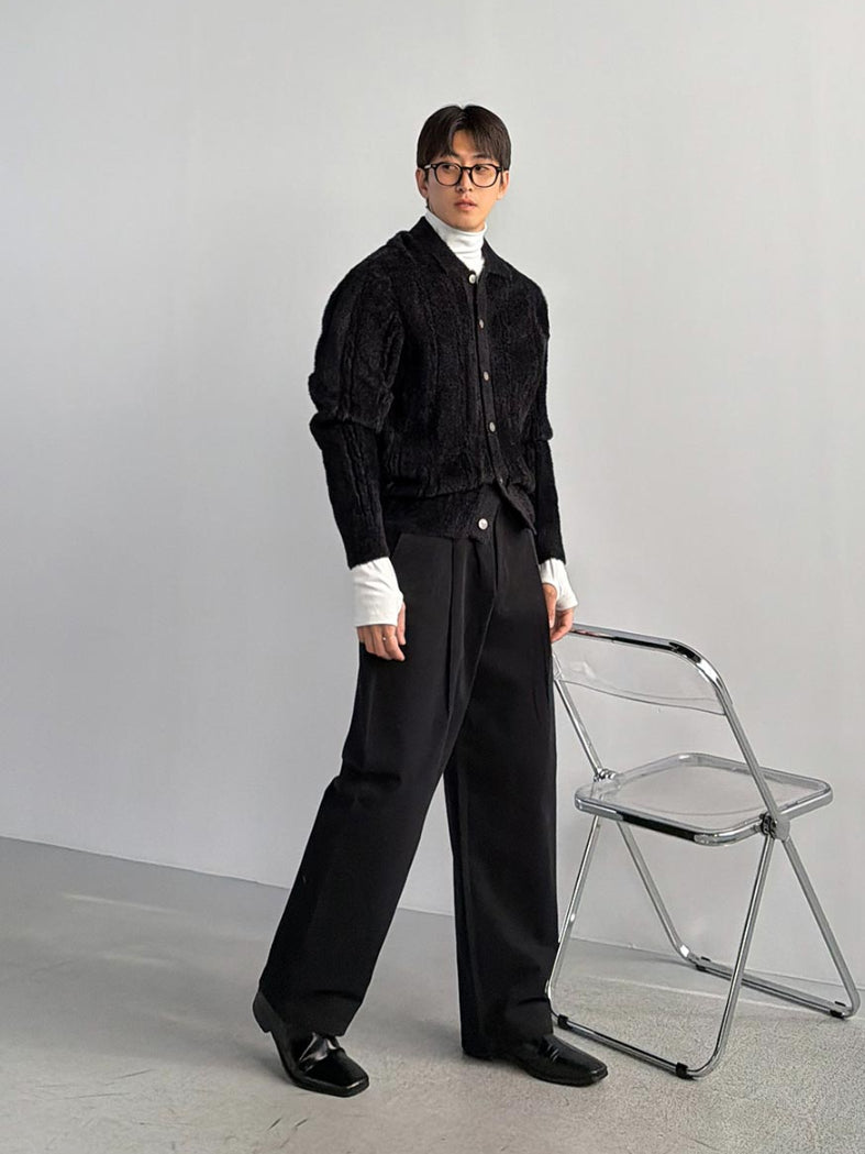 【Metanoia】韓國設計 翻領毛絨麻花針織衣 - 5