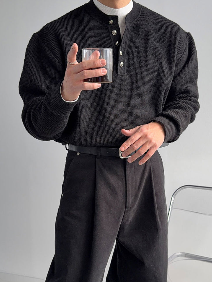 【Metanoia】韓國設計 短版亨利領針織衣 - 6