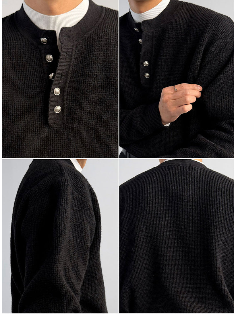 【Metanoia】韓國設計 短版亨利領針織衣 - 5