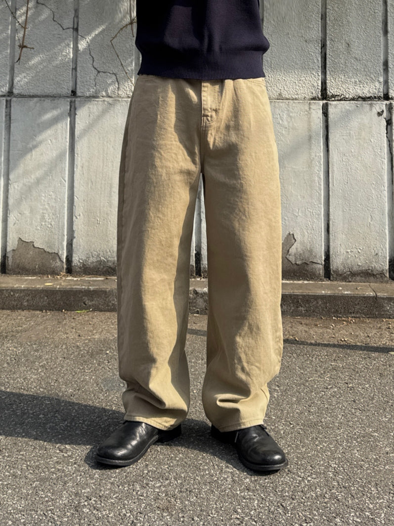 【Metanoia】韓製🇰🇷 寬鬆彎刀卡其落地褲 - 1