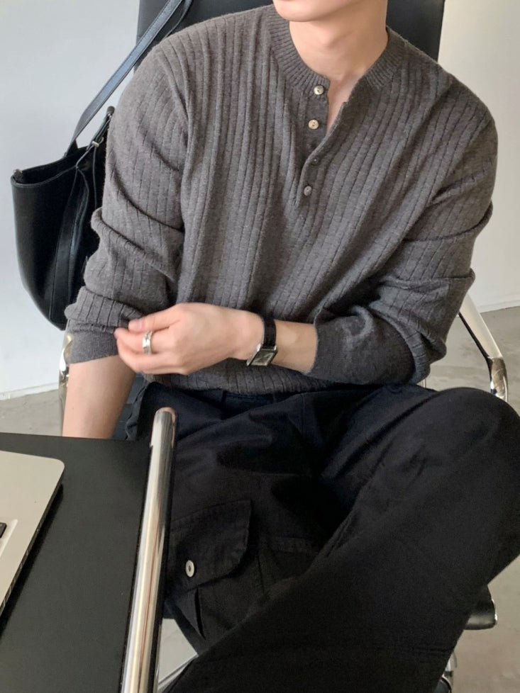 【Metanoia】韓國設計 亨利領麻花針織衣 - 3