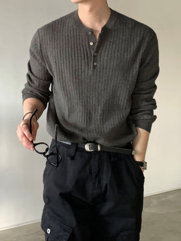 【Metanoia】韓國設計 亨利領麻花針織衣 - 1