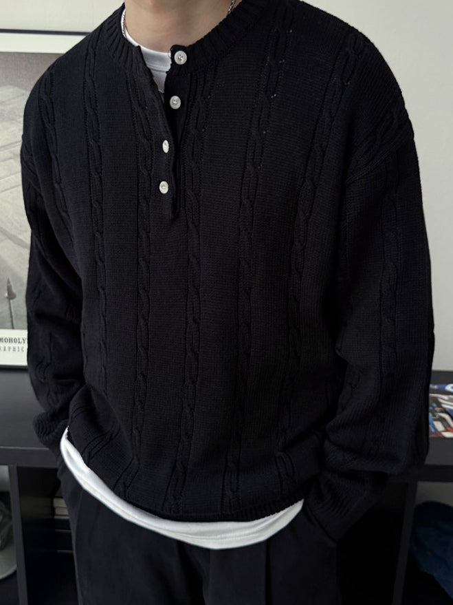 【Metanoia】🇰🇷韓製 亨利領麻花針織衣 - 5