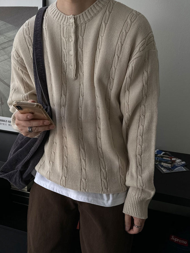 【Metanoia】🇰🇷韓製 亨利領麻花針織衣 - 6