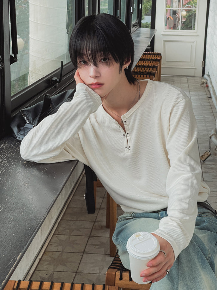 【Metanoia】🇰🇷韓製 鉤扣長袖T恤上衣 - 7