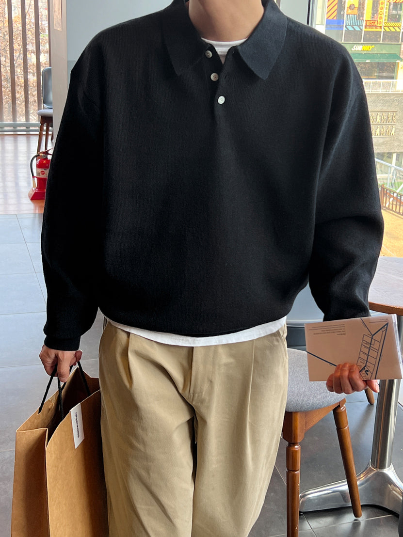 【Metanoia】韓國設計 翻領針織衣 - 1