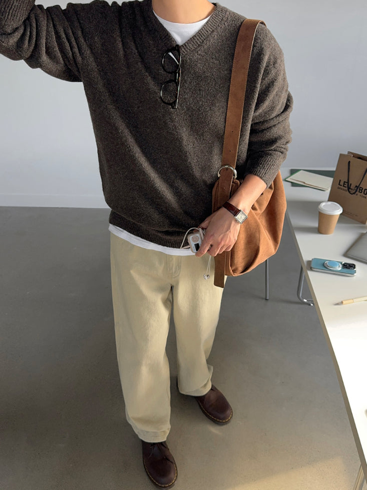 【Metanoia】韓國設計 5%混羊毛V型麻花針織衣 現貨 - 2