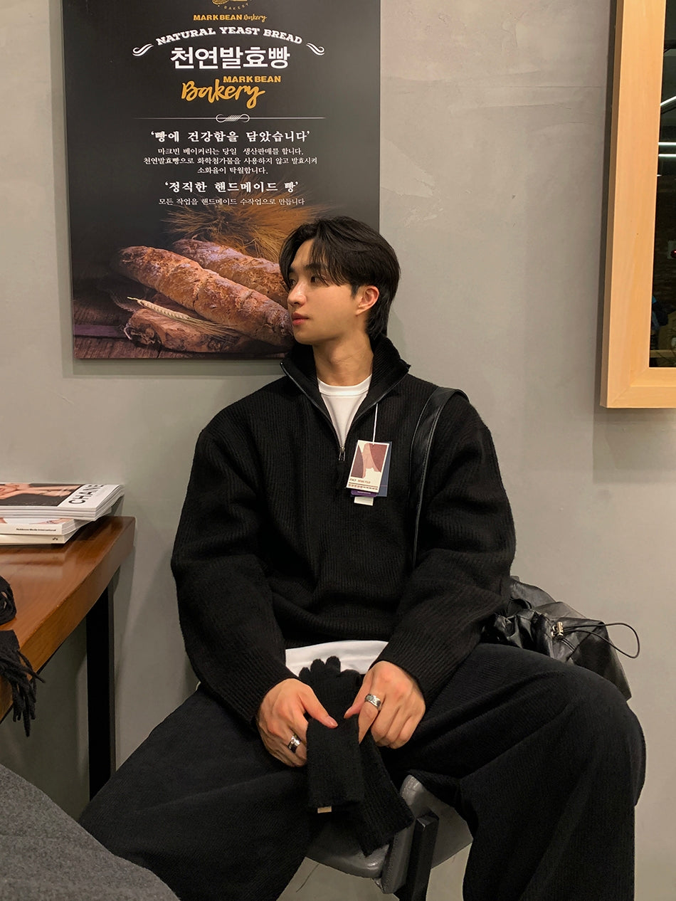 【Metanoia】韓國設計 翻領半拉鍊針織衣 - 5