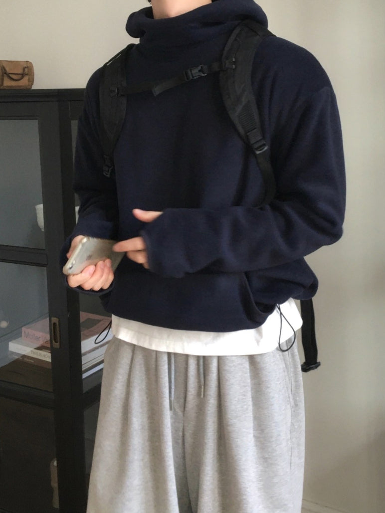 【Metanoia】🇰🇷韓製 抓絨半高領帽T - 1