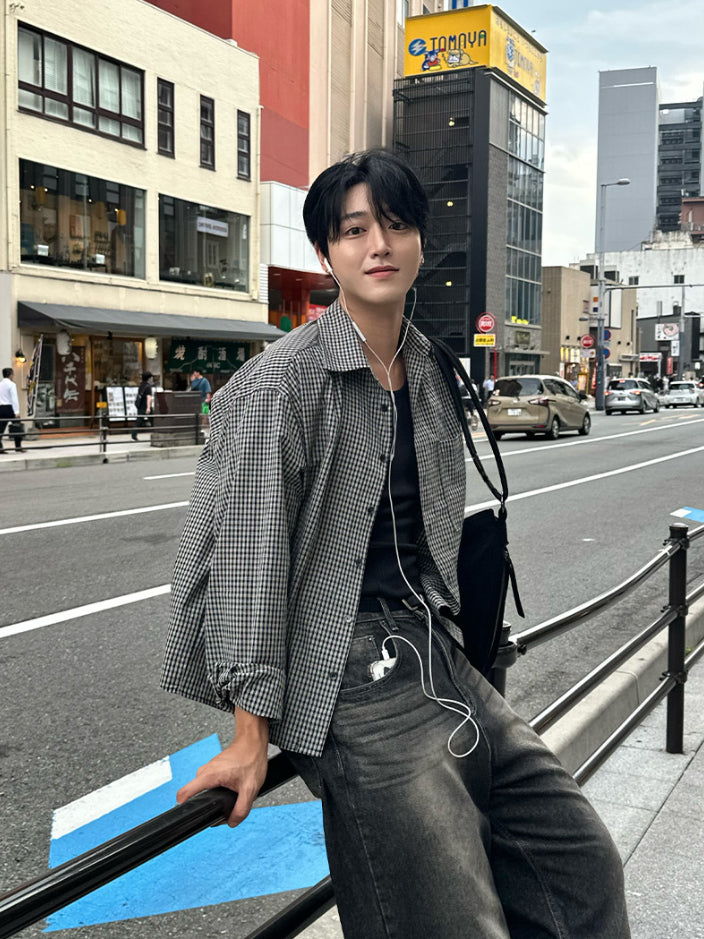 【Metanoia】🇰🇷韓製 格紋短版長袖襯衫 - 3