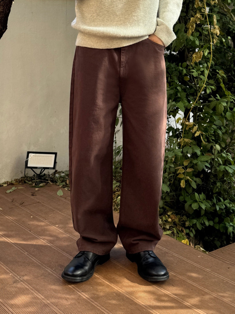 【Metanoia】韓製🇰🇷 寬鬆彎刀卡其落地褲 - 4