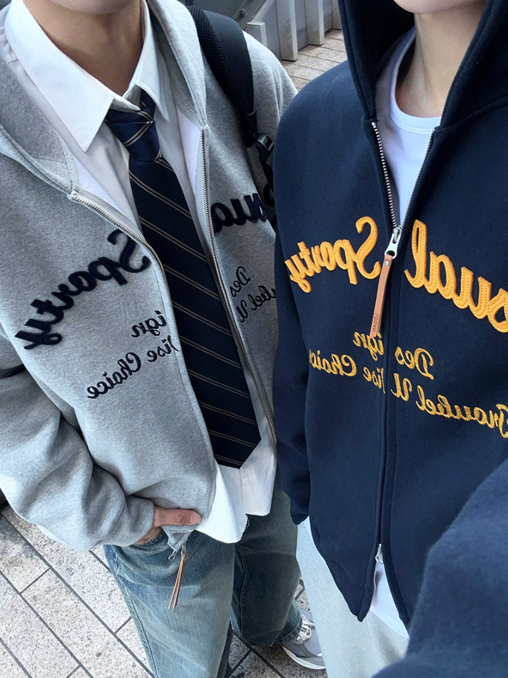 【Metanoia】🇰🇷韓製 刺繡連帽夾克外套 - 1
