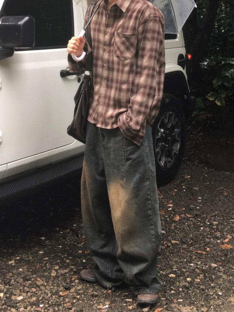 【Metanoia】韓國設計 刷色鬆緊帶落地牛仔褲 - 6