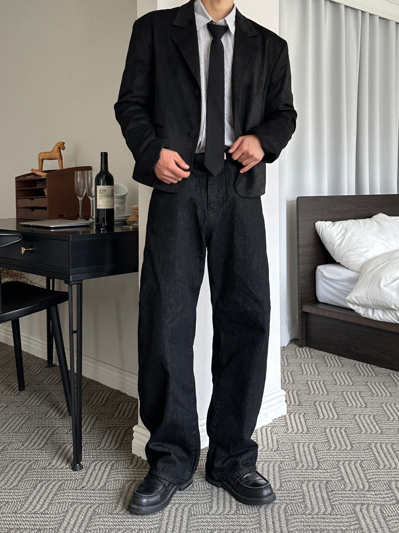 【Metanoia】🇰🇷韓製 短版翻領麂皮西裝外套 - 1