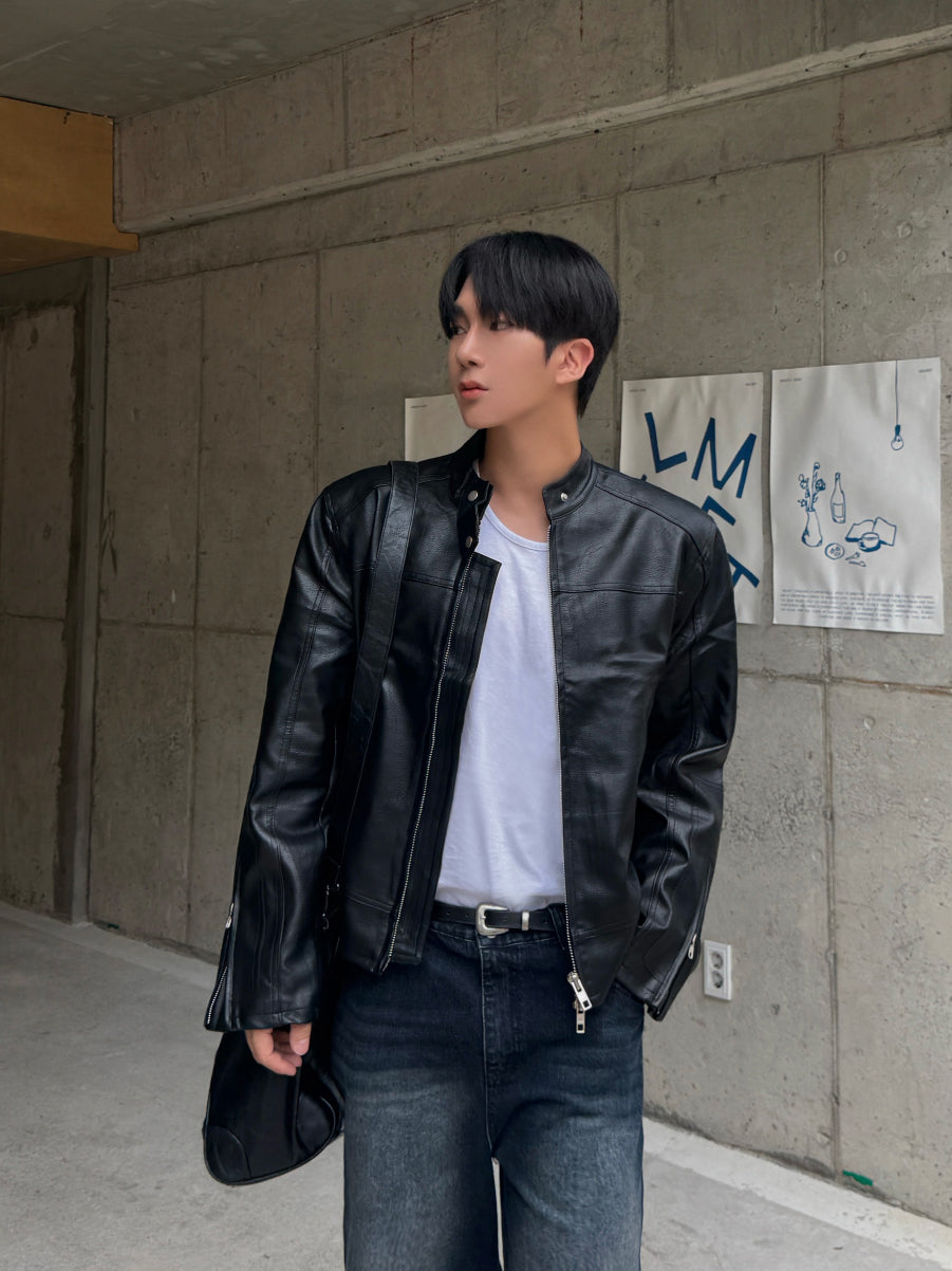 【Metanoia】韓國設計 短版皮外套 - 6