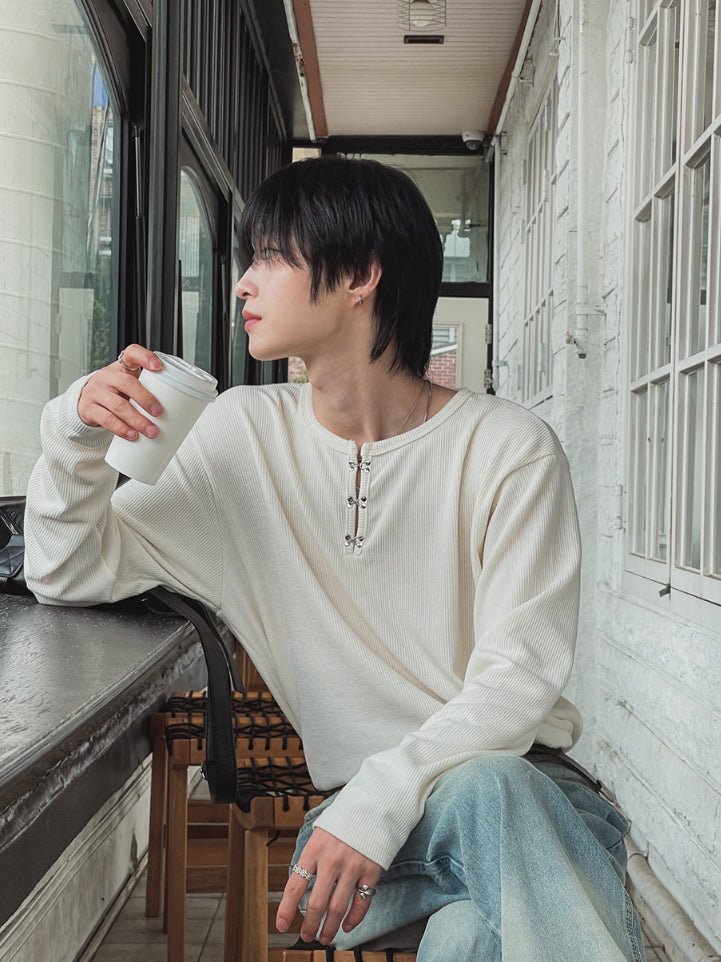 【Metanoia】🇰🇷韓製 鉤扣長袖T恤上衣 - 6