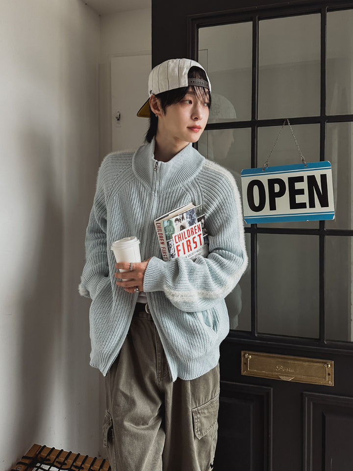 【Metanoia】韓國設計 高領拉鍊針織外套 - 4