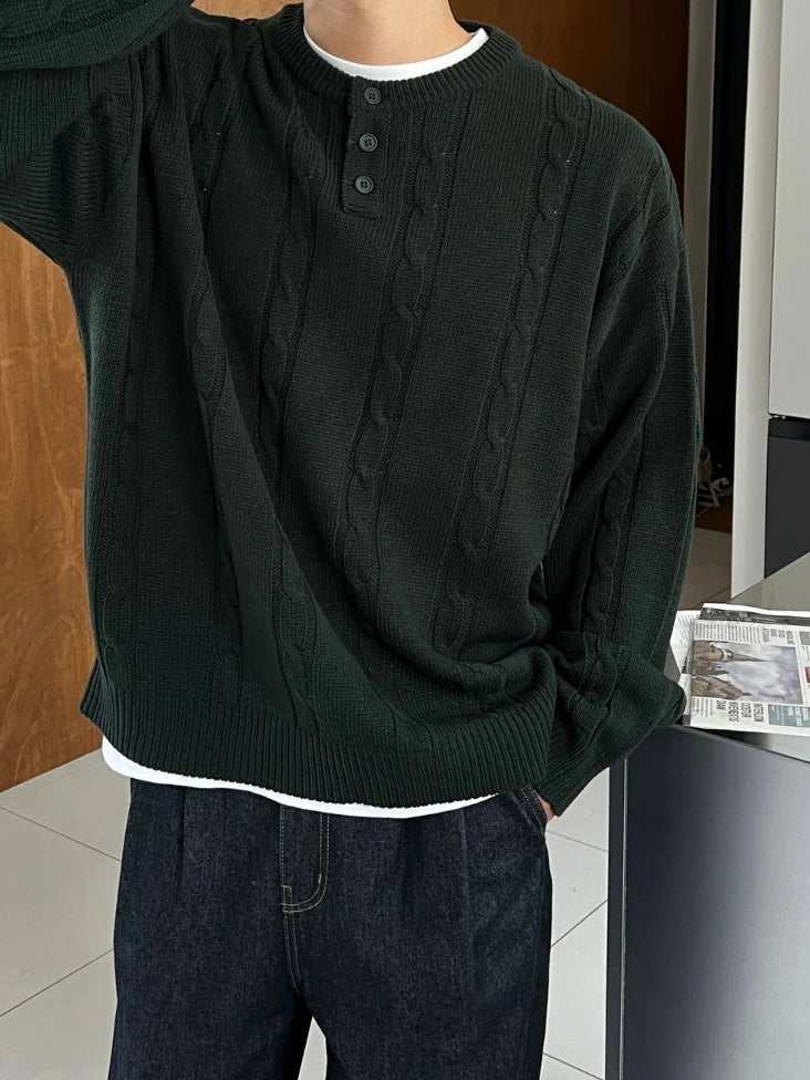 【Metanoia】🇰🇷韓製 亨利領麻花針織衣 - 5