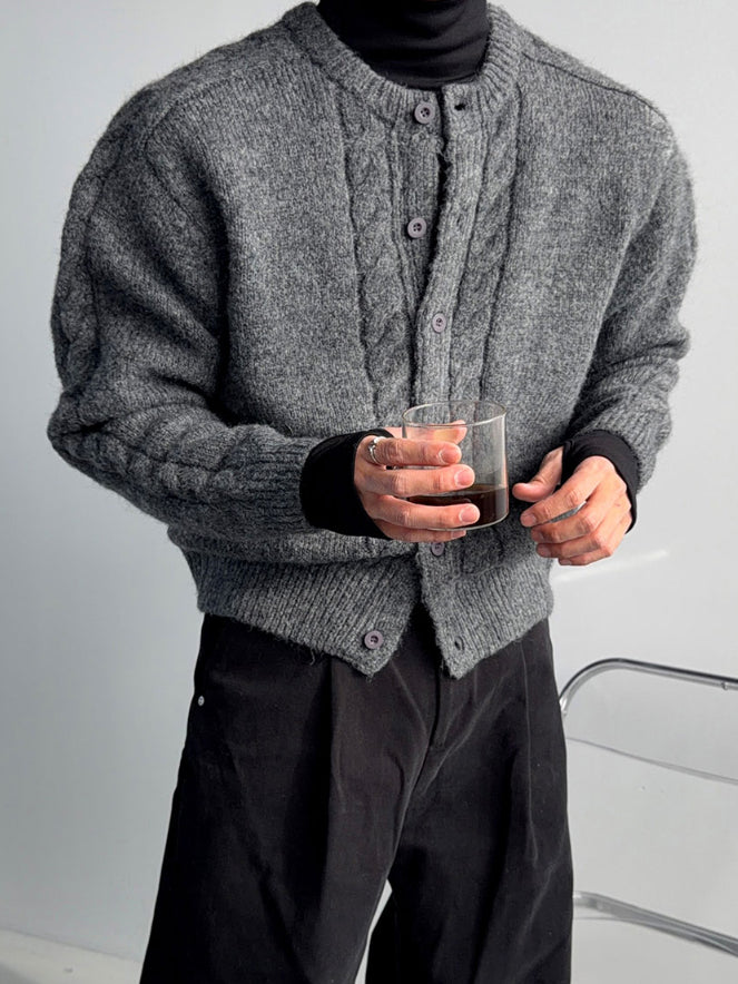 【Metanoia】韓國設計 開衫麻花針織外套 - 1