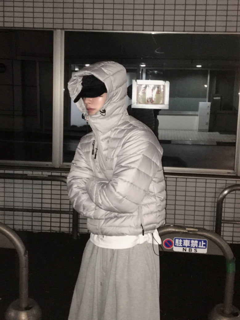 【Metanoia】韓國設計 短版多口袋連帽輕薄羽絨外套 - 6