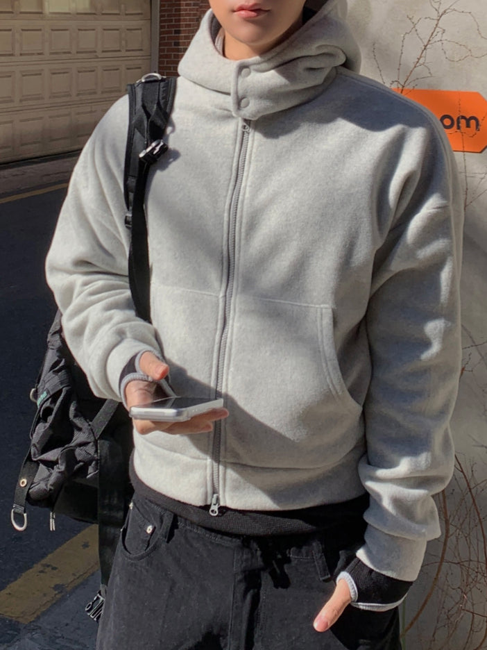 【Metanoia】🇰🇷韓製 短版抓絨連帽棉外套 - 2