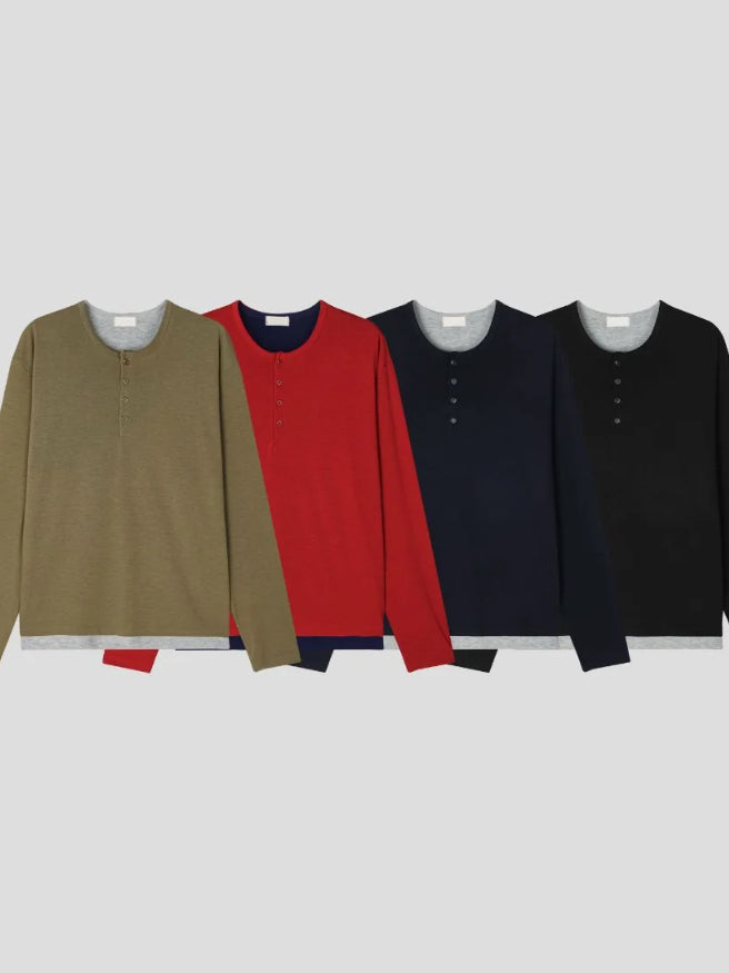 【Metanoia】🇰🇷韓製 假兩件亨利領長袖T恤 - 7