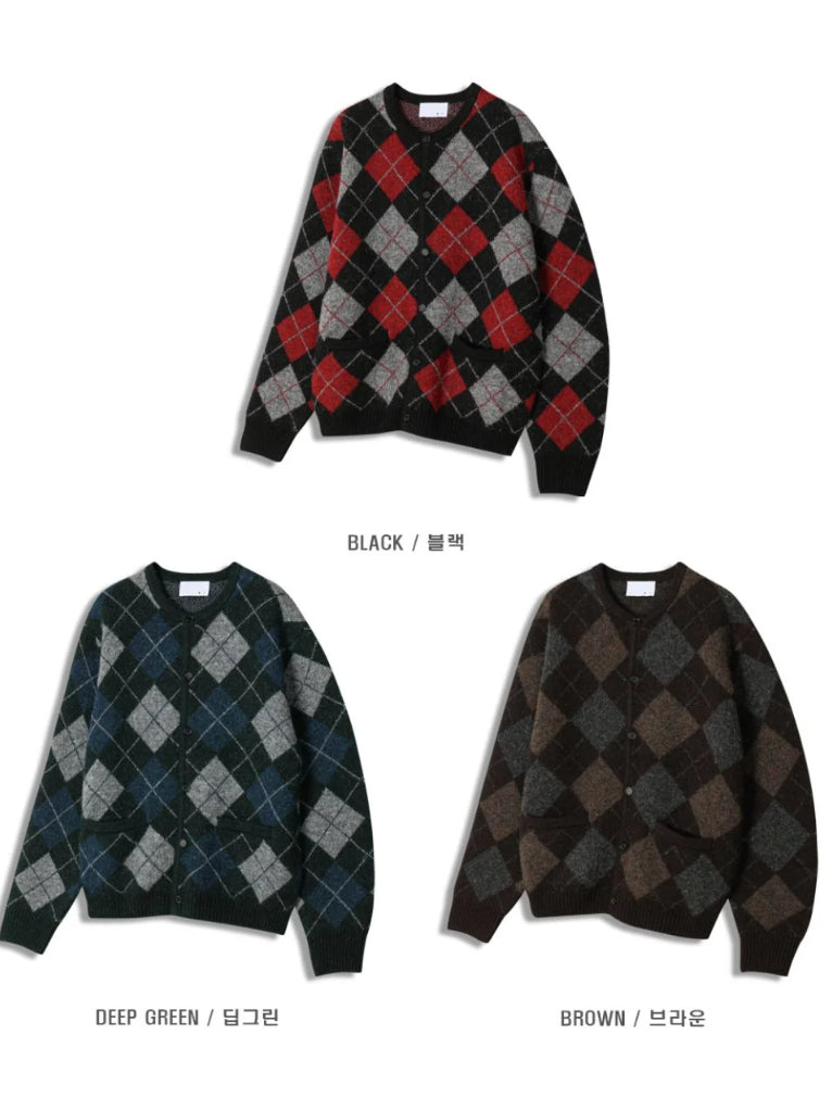 【Metanoia】韓國設計 開衫菱形針織外套 - 9