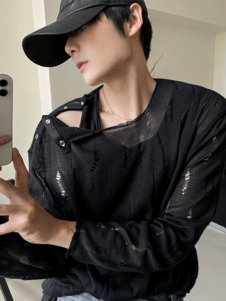 【Metanoia】🇰🇷韓製 破洞長袖上衣 - 1