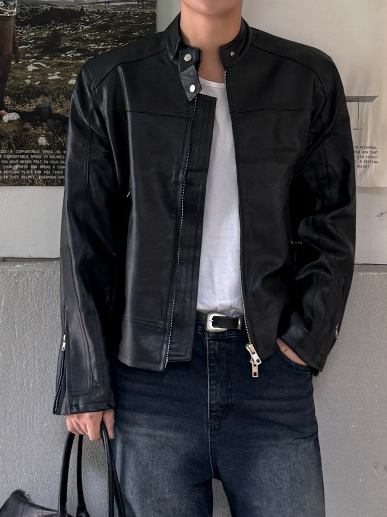 【Metanoia】韓國設計 短版皮外套 - 1