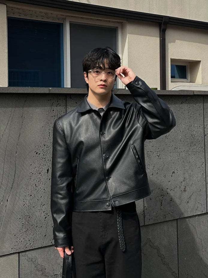 【Metanoia】🇰🇷韓製 短版翻領皮外套 - 5