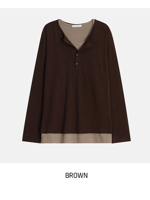 【Metanoia】🇰🇷韓製 亨利領假兩件長袖上衣 - 10