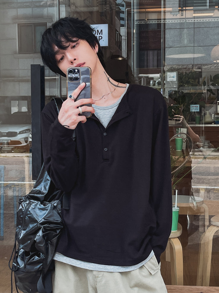 【Metanoia】🇰🇷韓製 亨利領假兩件長袖上衣 - 7