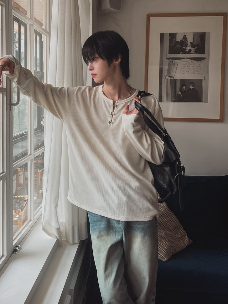 【Metanoia】🇰🇷韓製 鉤扣長袖T恤上衣 - 4